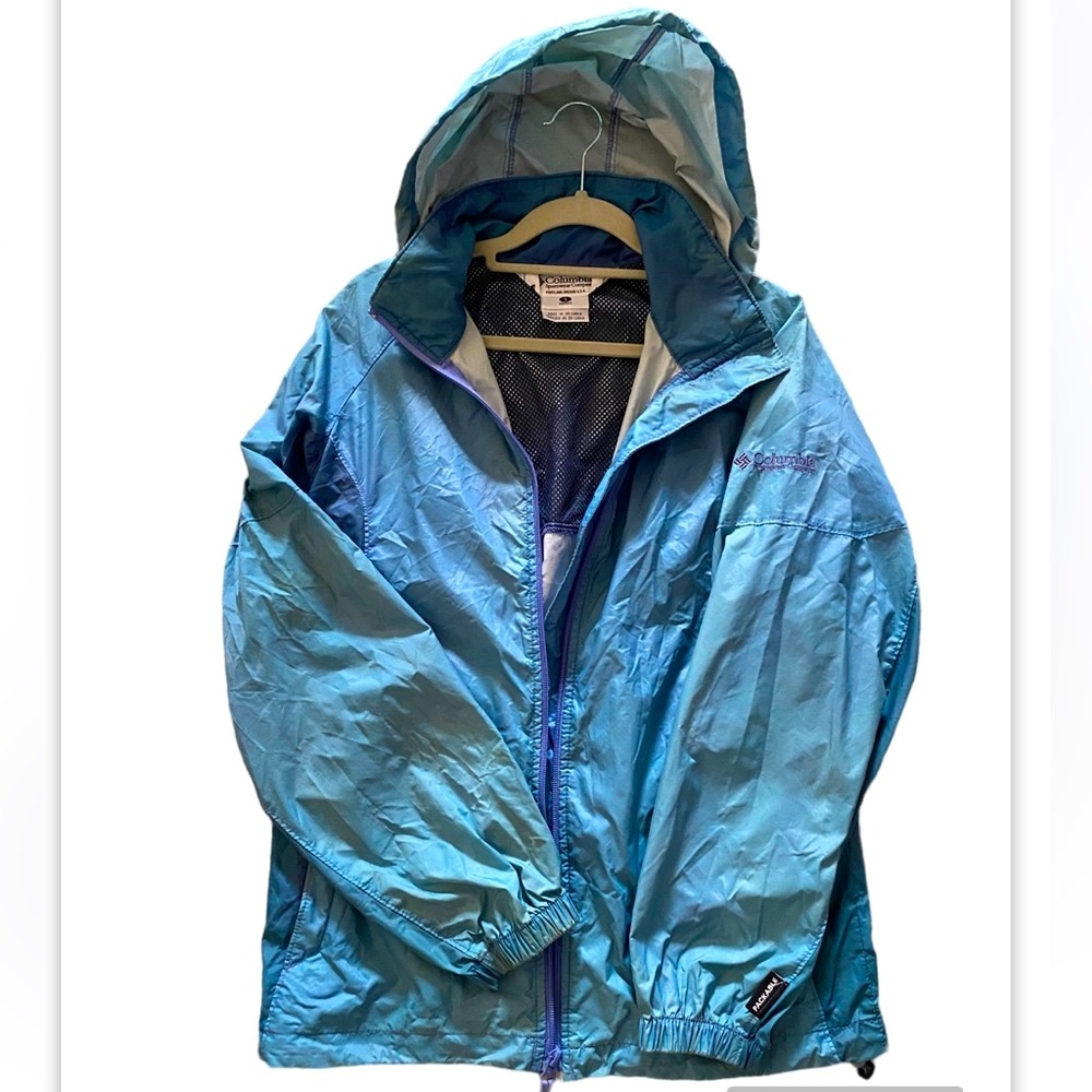 Columbia Women’s Two Tone Blue Raincoat Windbreaker Jacket Sz Sm